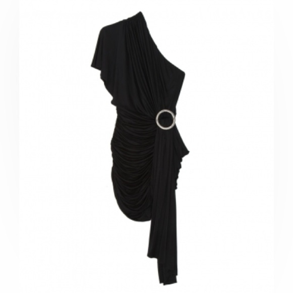 Redemption black one shoulder ruched mini dress